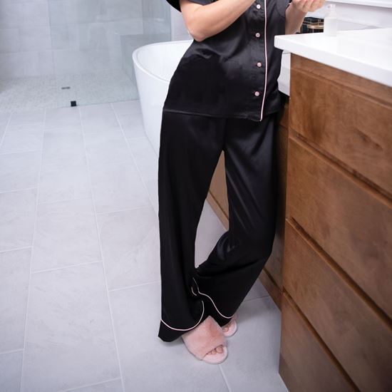 Amanda Blu - Black / Pale Pink Satin PJ Pants
