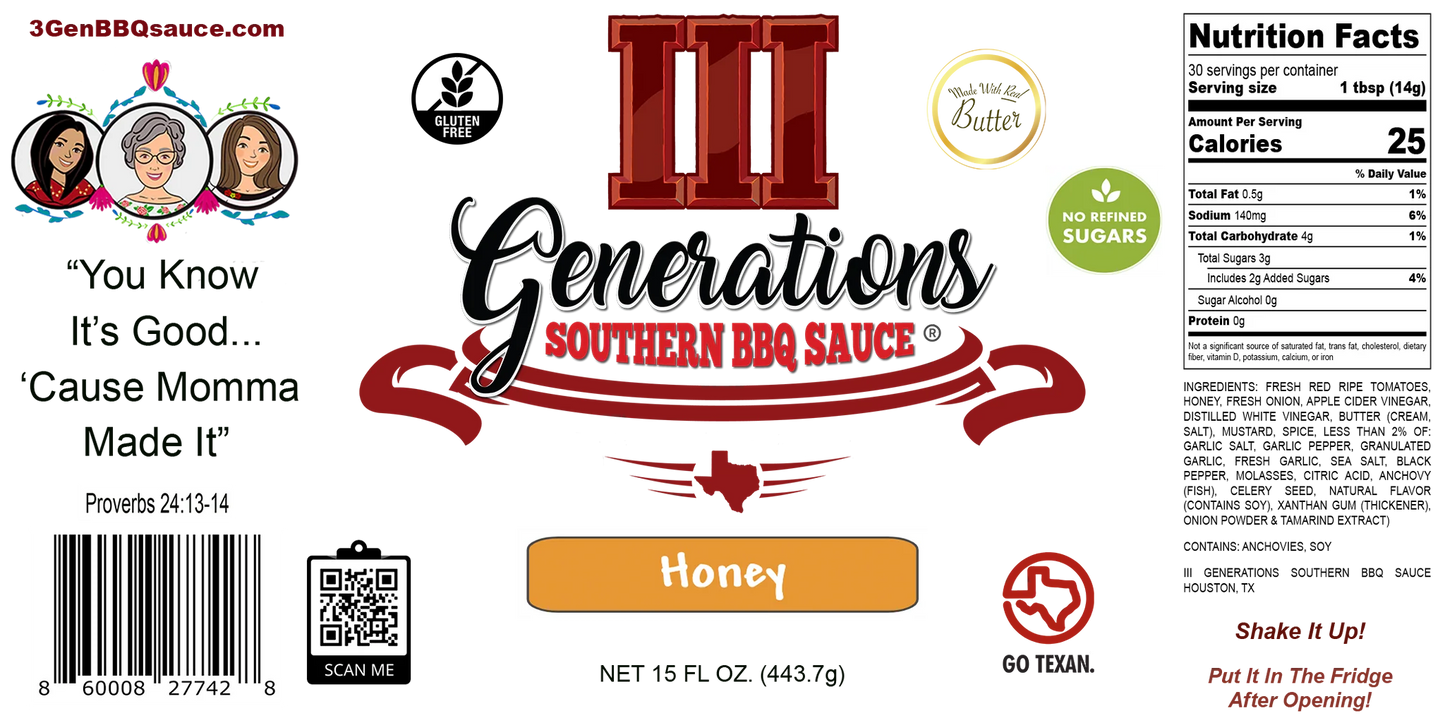 3 Generations BBQ Sauce Honey Sauce
