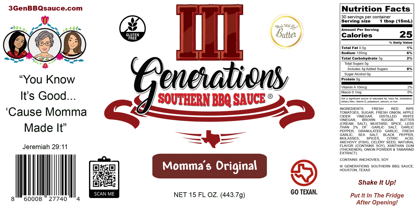 3 Generations BBQ Sauce Momma's Original