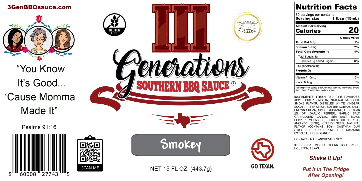 3 Generations BBQ Sauce Smokey BBQ Sauce