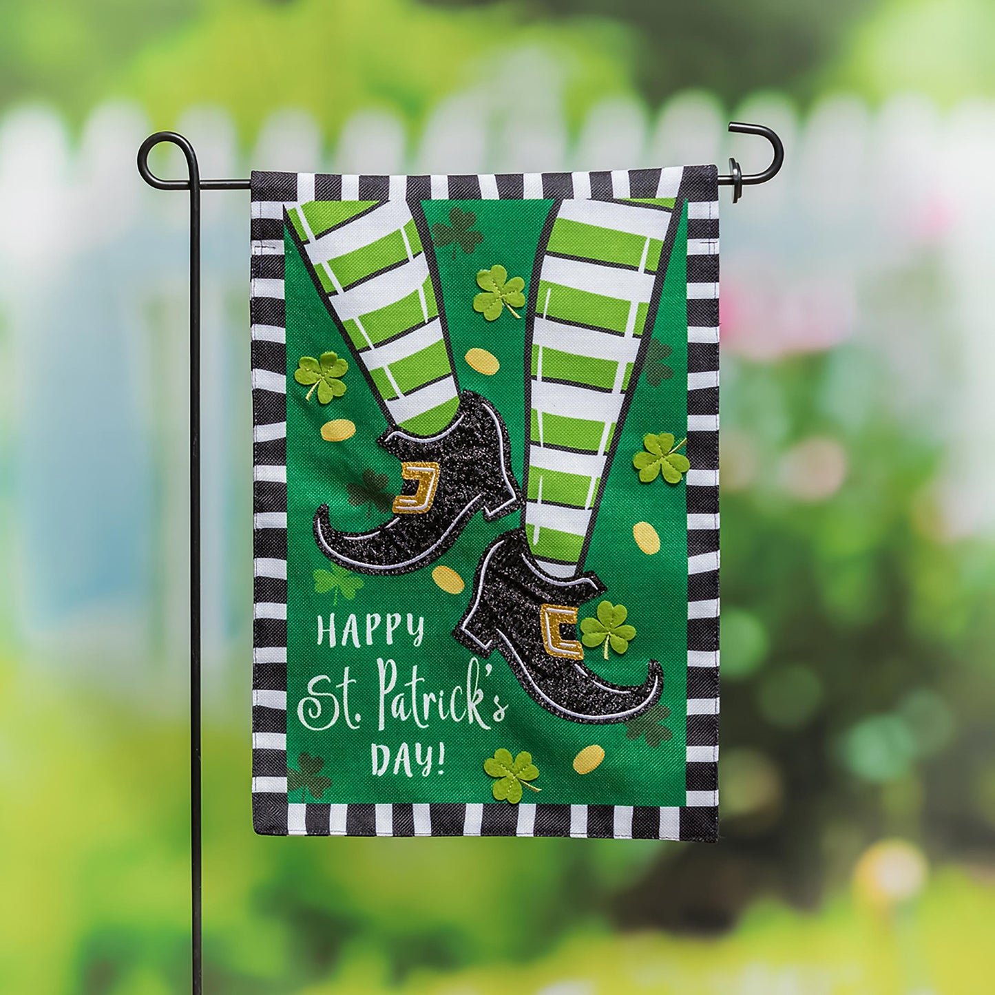 Evergreen Dancing St. Patrick's Day Burlap Garden Flag