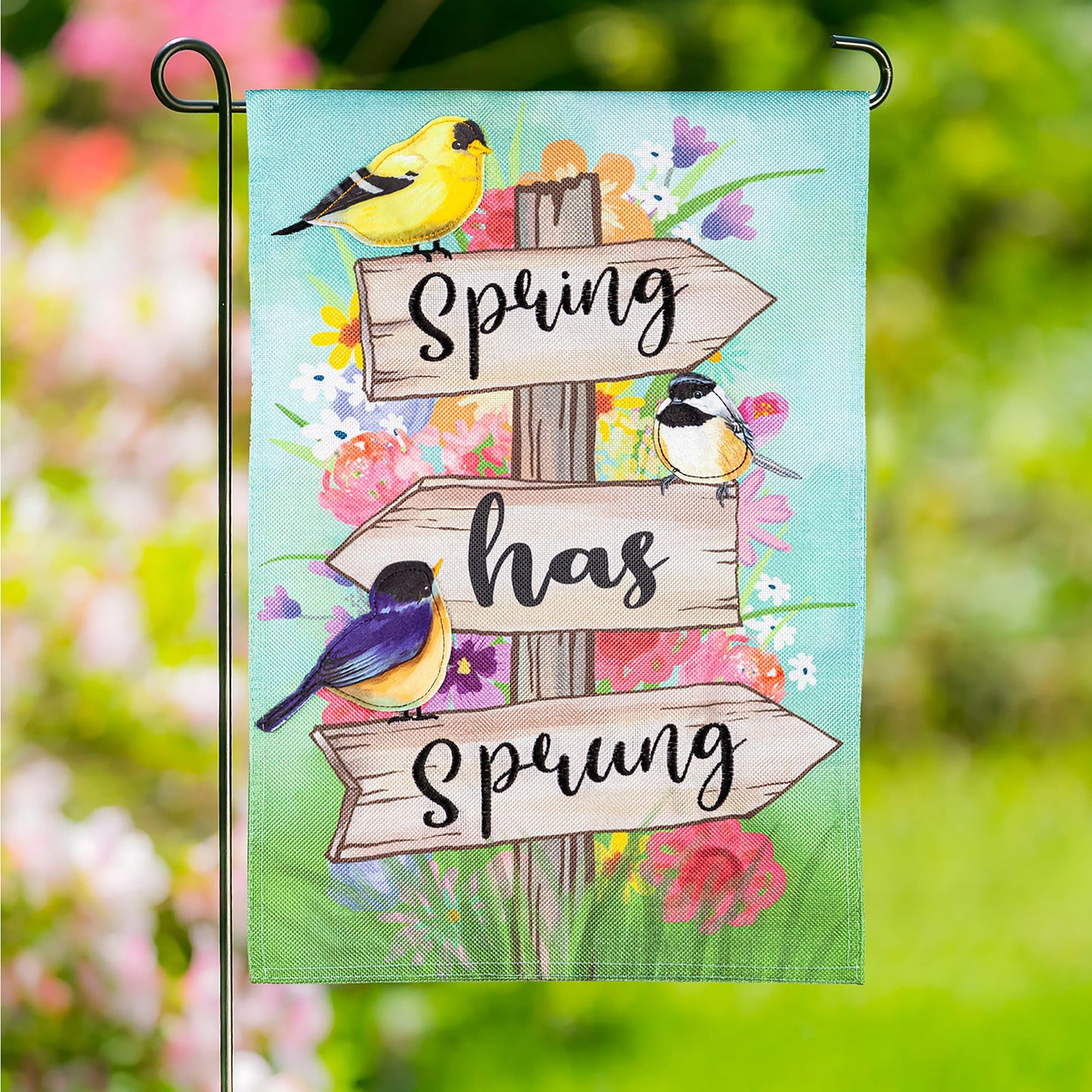 Evergreen Spring has Sprung Burlap Garden Flag