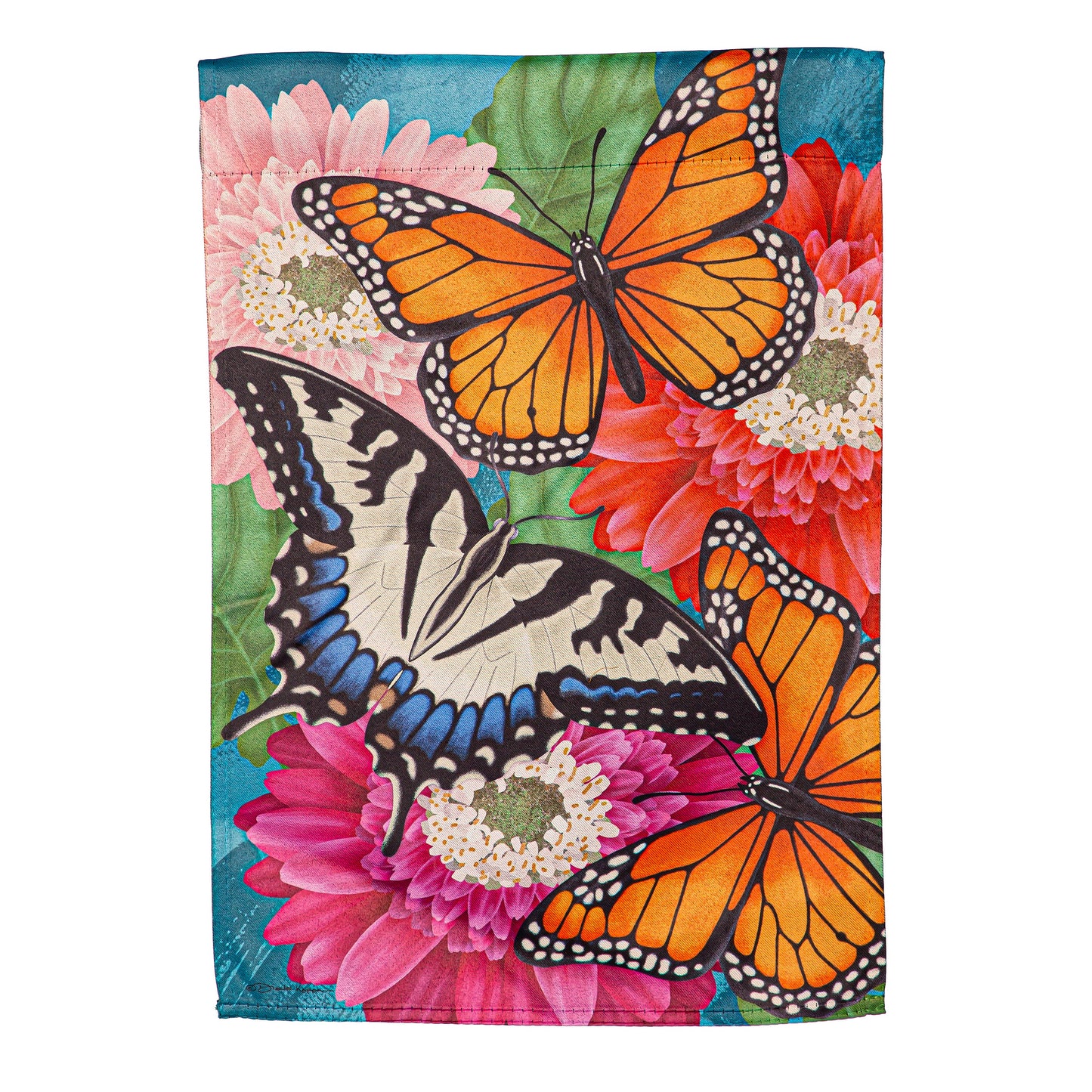 Evergreen Mother Monarch Suede Garden Flag