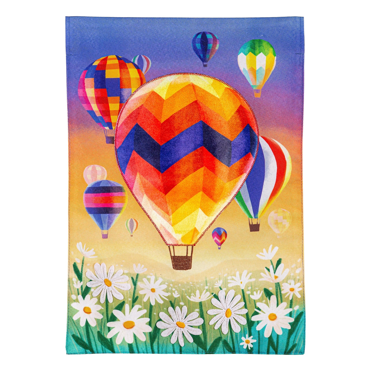 Evergreen Hot Air Balloons Applique House Flag