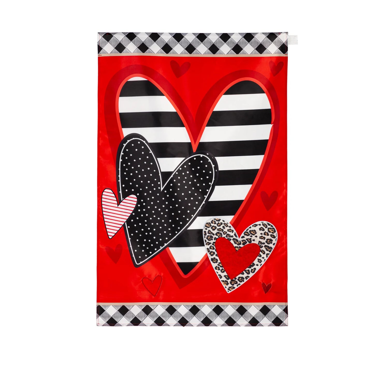 Evergreen Patterned Heart Applique House Flag