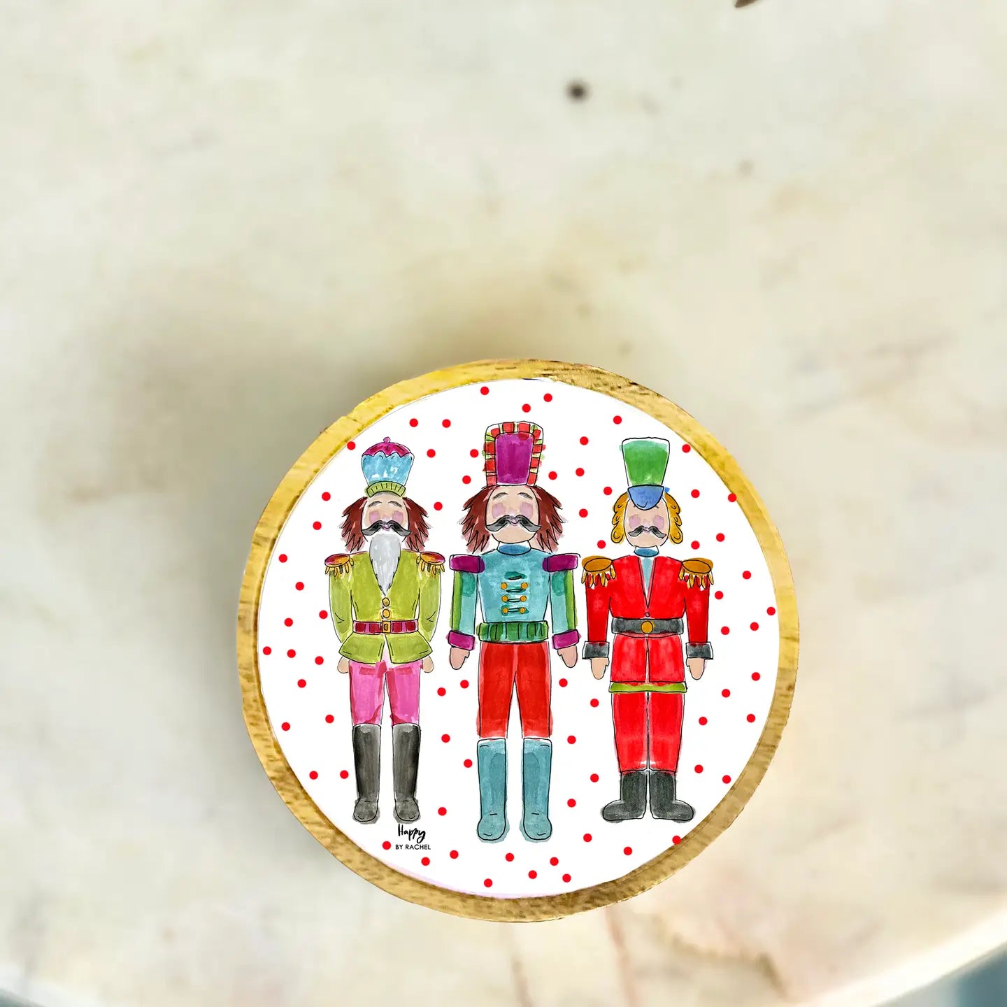Happy by Rachel Nutcracker Wood and Enamel Small Tray