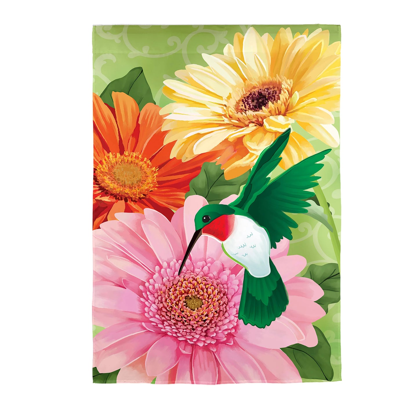 Evergreen Hummingbird and Daisy Trio Garden Flag
