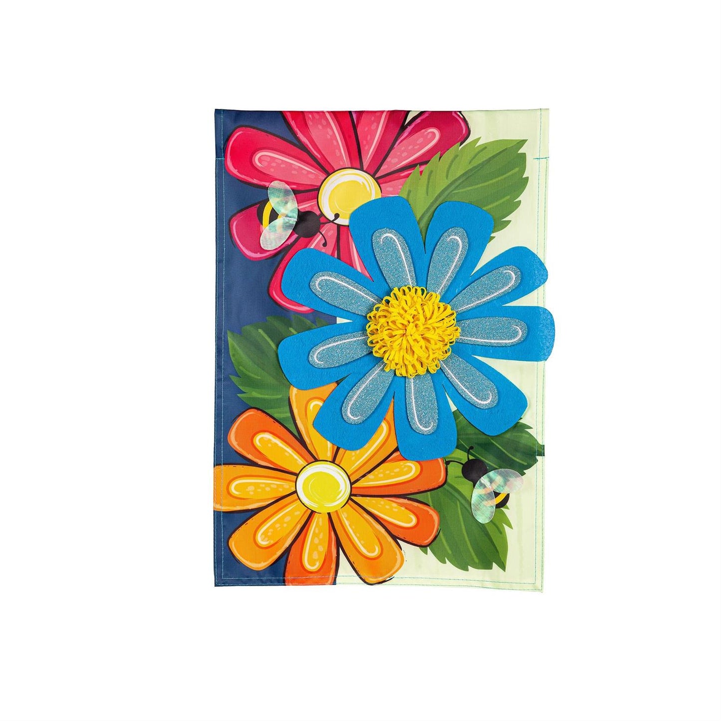 Evergreen Spring Floral Applique Garden Flag