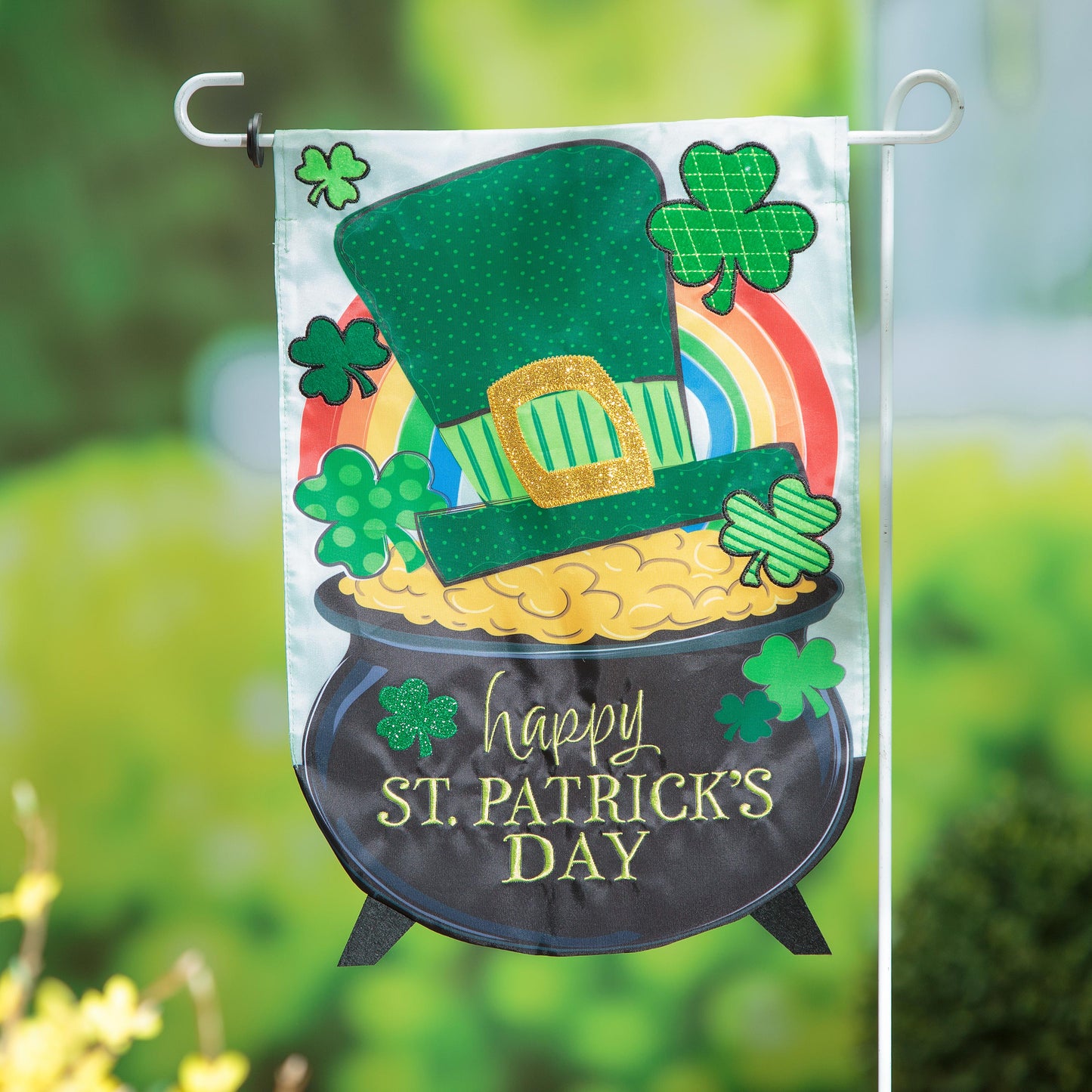 Evergreen End of the Rainbow Applique Garden Flag