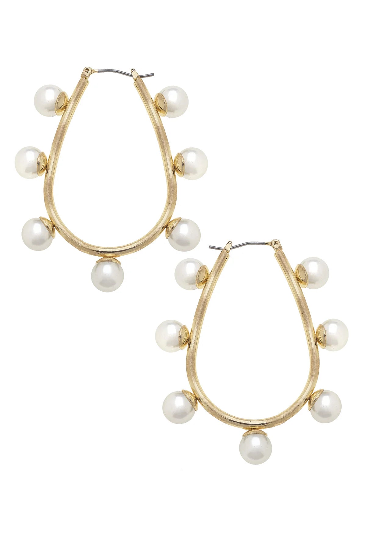 CANVAS Allison Studded Pearl Teardrop Hoop in Ivory