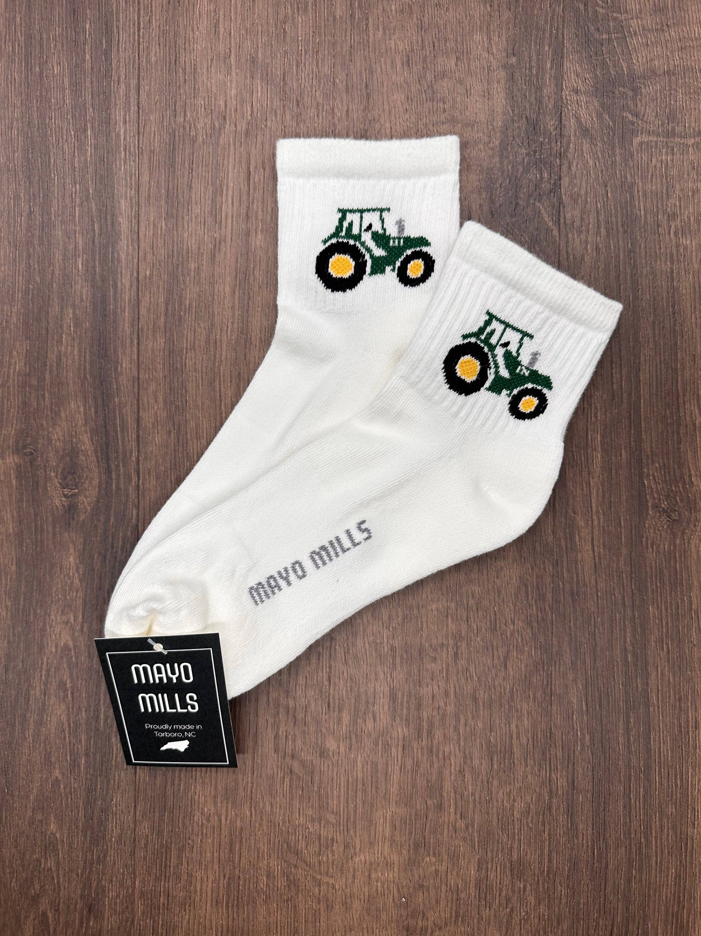 Mayo Mills Green Tractor Quarter Crew Socks