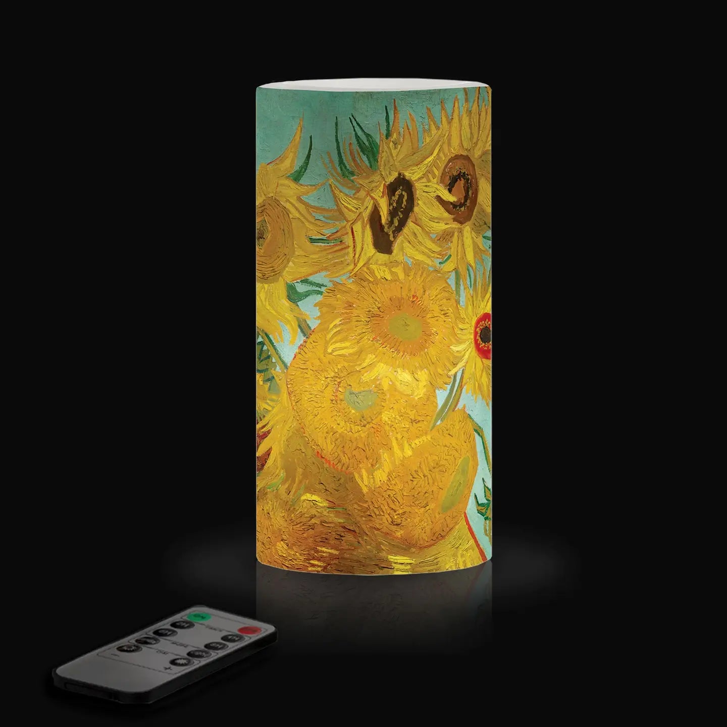 Rain Caper 6 in. Led Flameless Wax Candle - Van Gogh "Sunflowers"