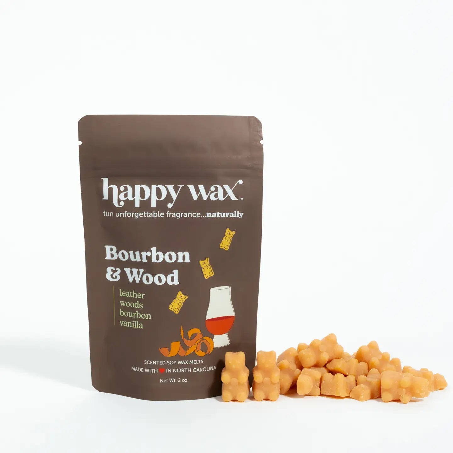 Happy Wax Bourbon & Wood Scented Soy Wax Melts 2oz Pouch