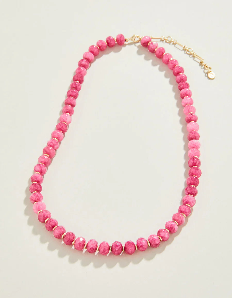 Spartina 449 Oval Stone Beaded Necklace 17" Pink