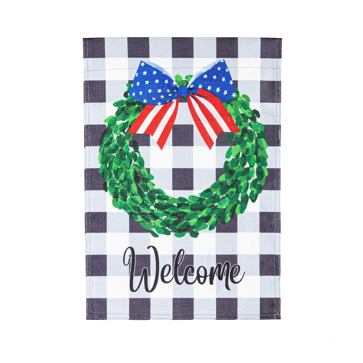 Boxwood Plaid Garden Burlap Flag