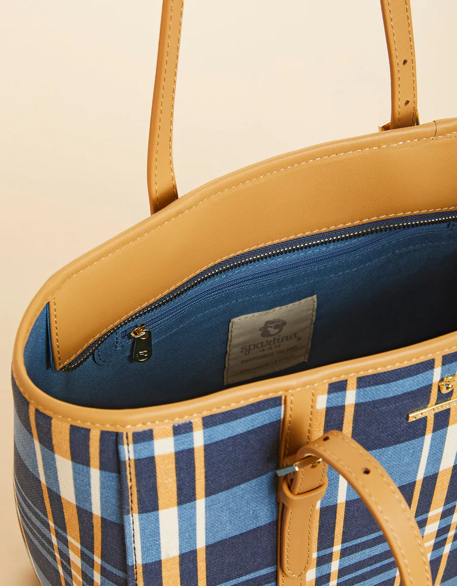 Spartina 449 Siera Tote Kalalanta Plaid Navy