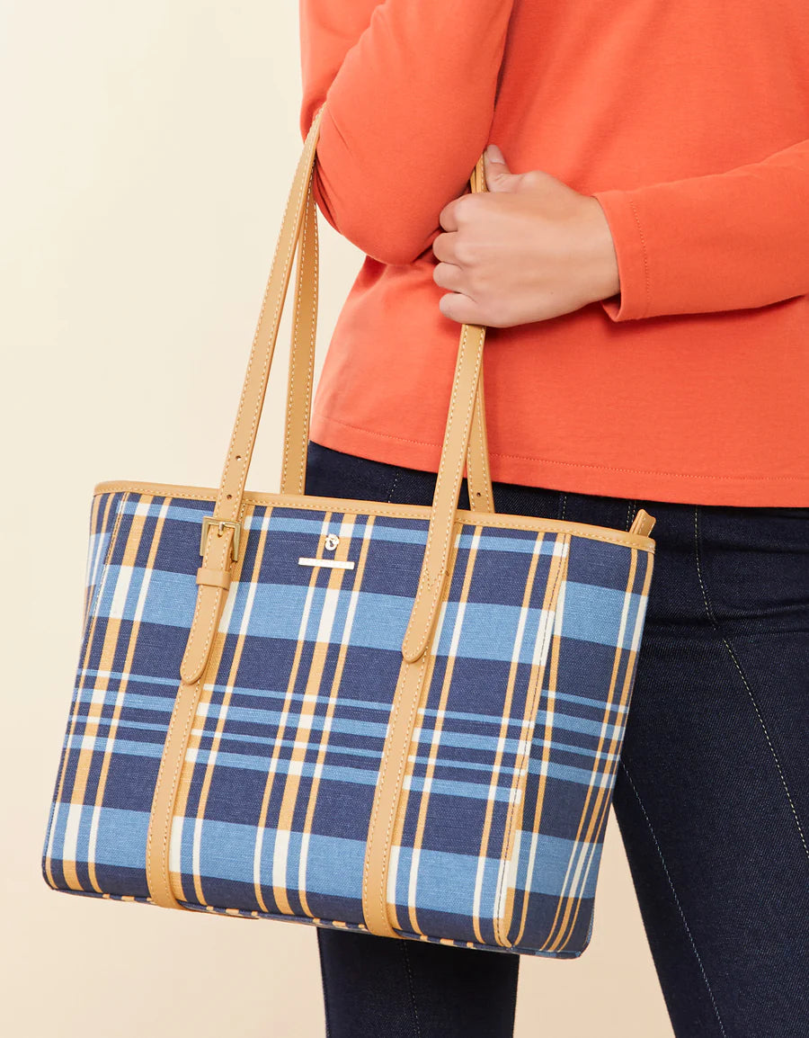 Spartina 449 Siera Tote Kalalanta Plaid Navy