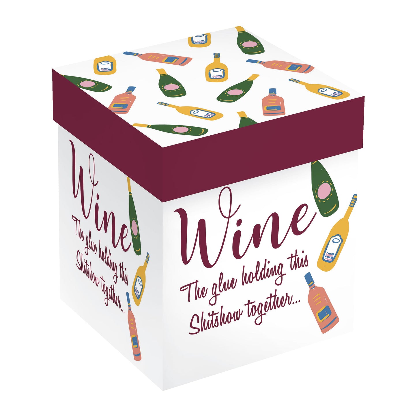 Evergreen Wine The Glue Holding This Shit Show Together Stemless Glass