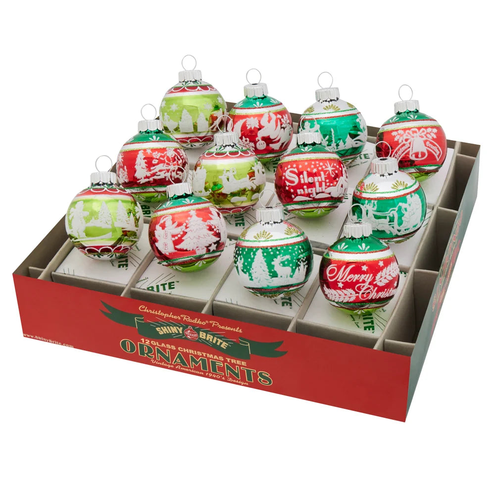 Christopher Radko Holiday Splendor 12 Count 1.75" Signature Flocked Rounds