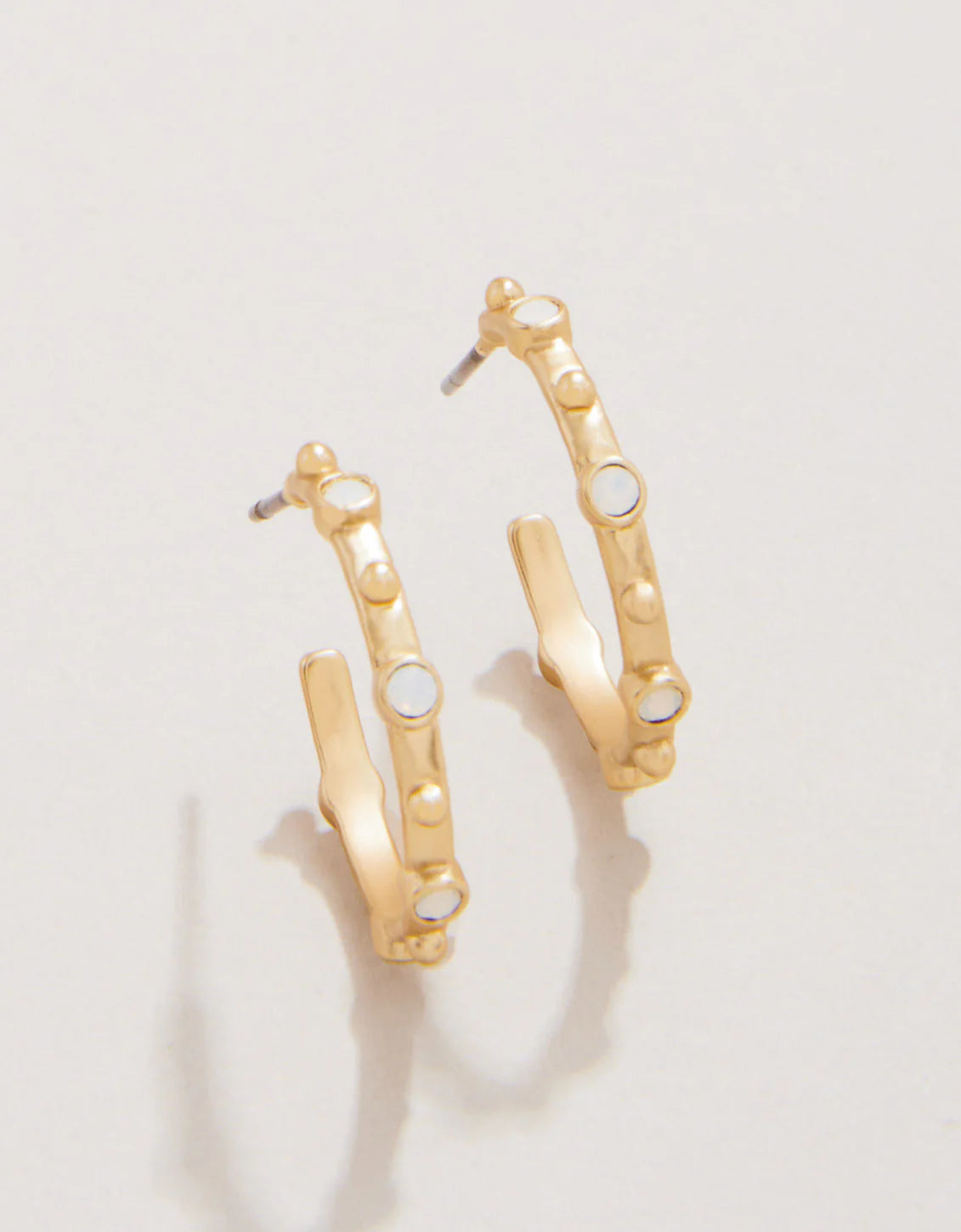Spartina 449 Bristol Hoop Earrings 20mm White Opal