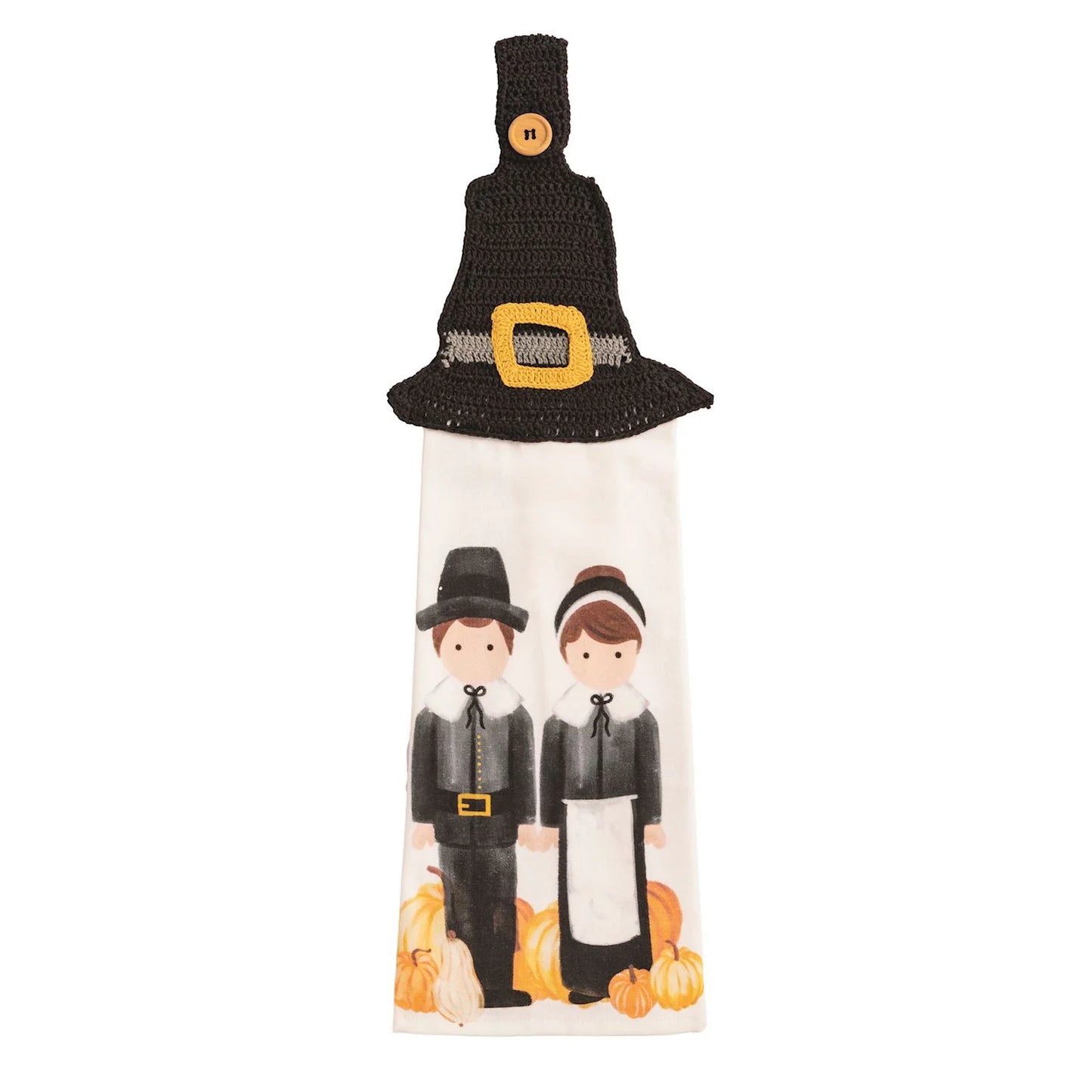 Mud Pie Pilgrim Hat Thanksgiving Crochet Hanging Towels