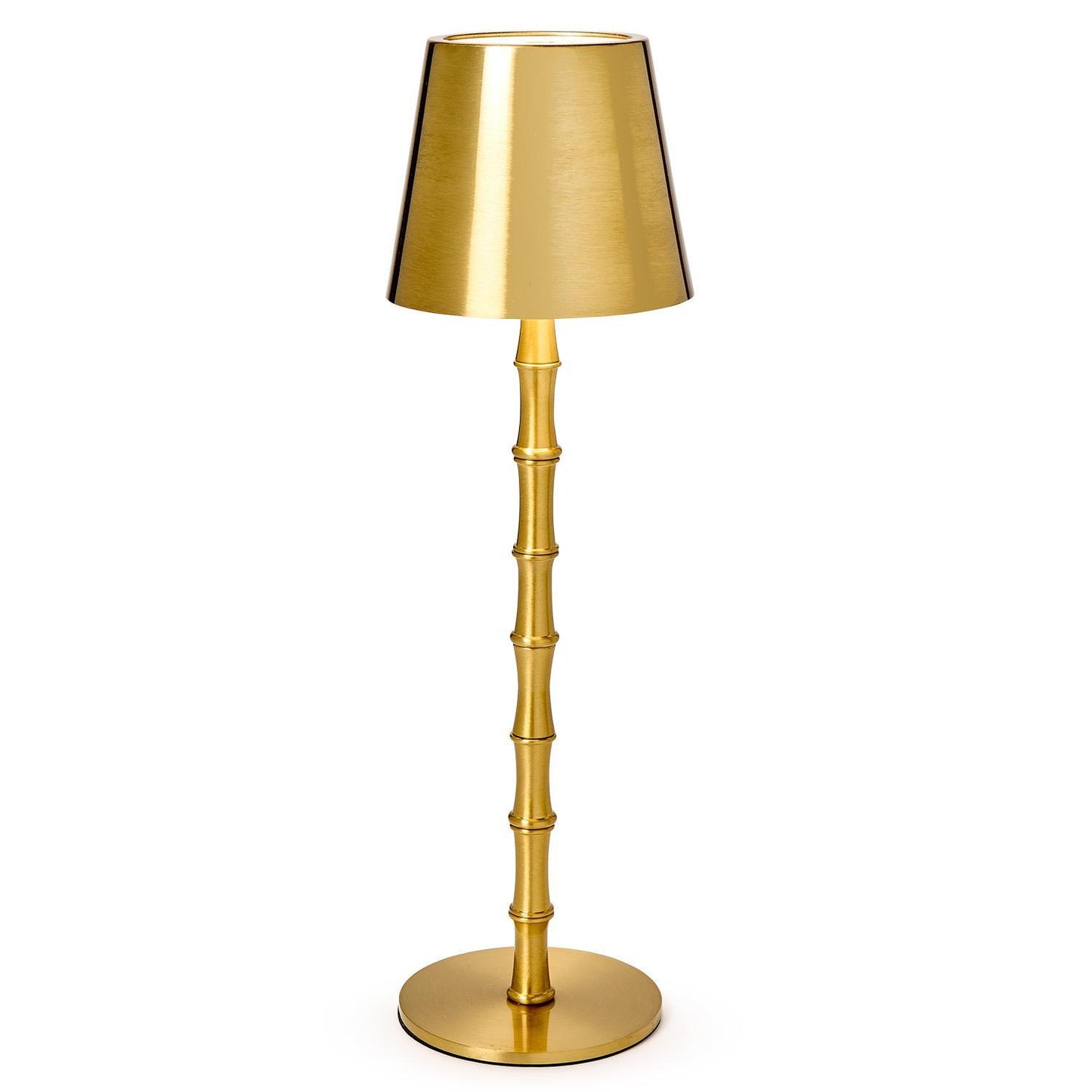 Two's Company LED Portable Cordless Gold Bamboo Lamp in Gift Box