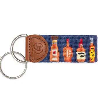 Good Threads Bourbon Bottles Needlepoint Keychain