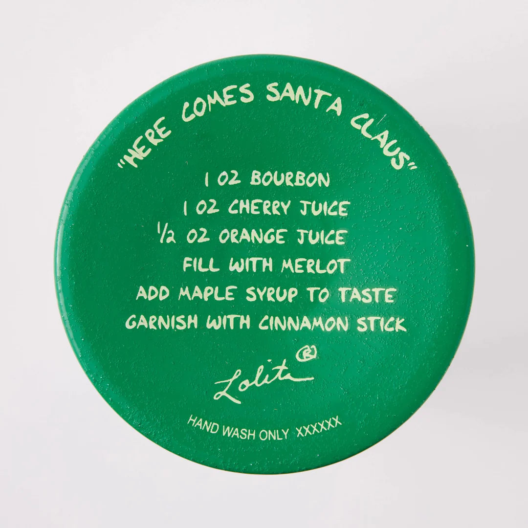 Lolita "Here Comes Santa Claus" Hand Painted Wine Glass