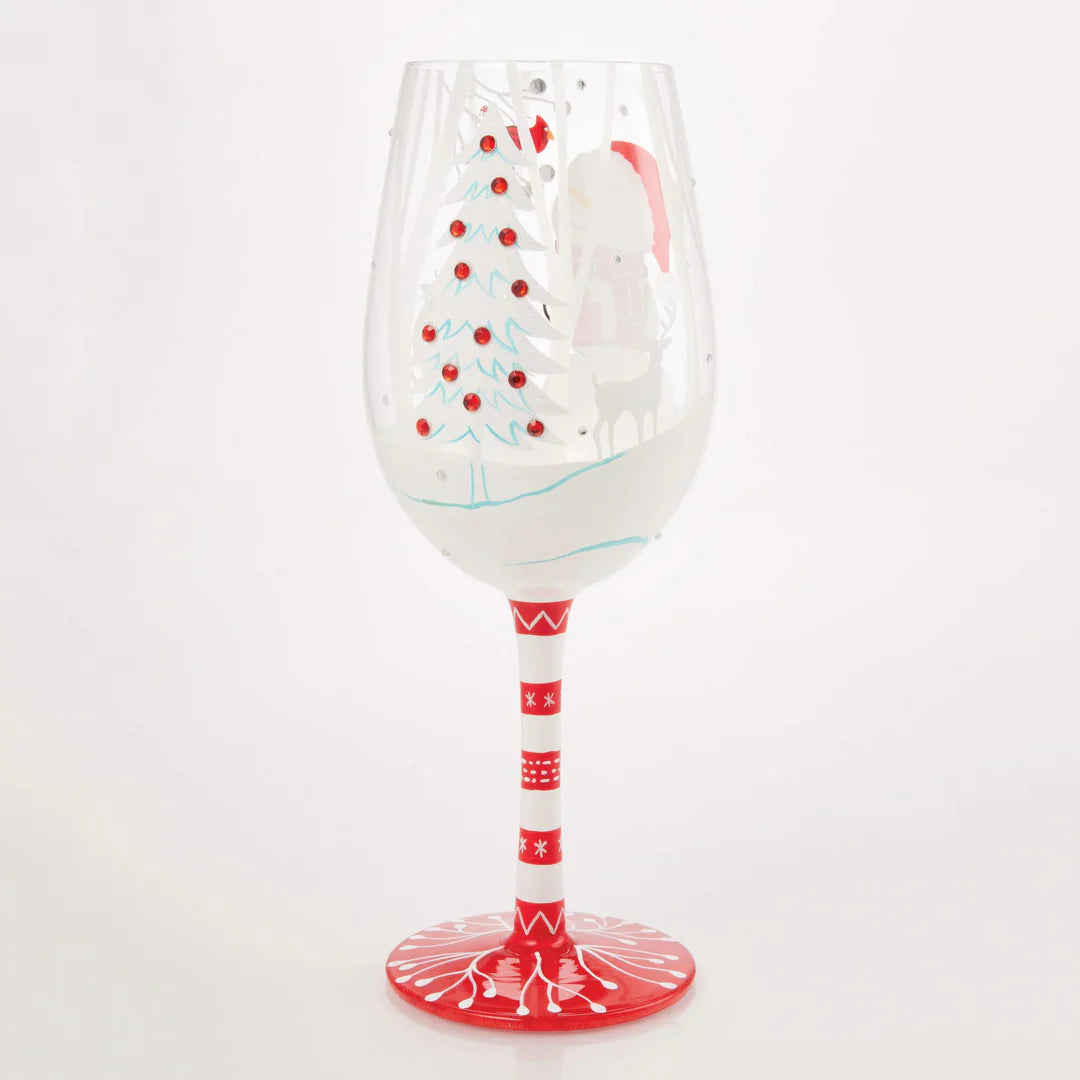 Lolita "Crimson and Snow" Hand Painted Wine Glass