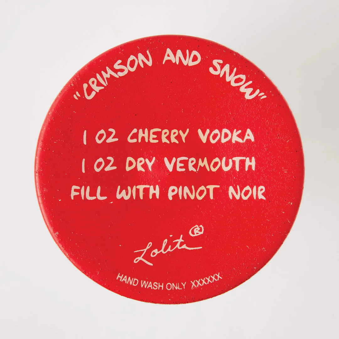 Lolita "Crimson and Snow" Hand Painted Wine Glass