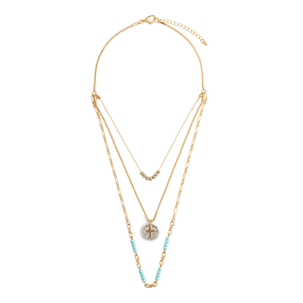 Demdaco Beaded Prayer Necklace - Turquoise 24in