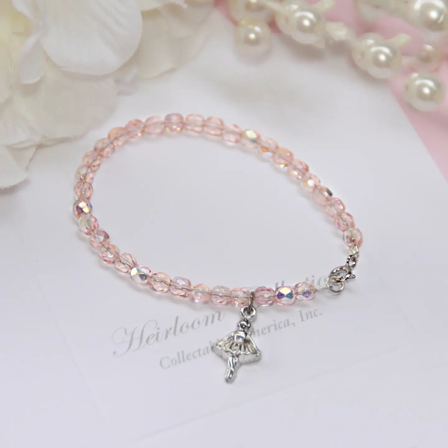 Collectables America Dance Ballerina Pink Crystal Bracelet 5in