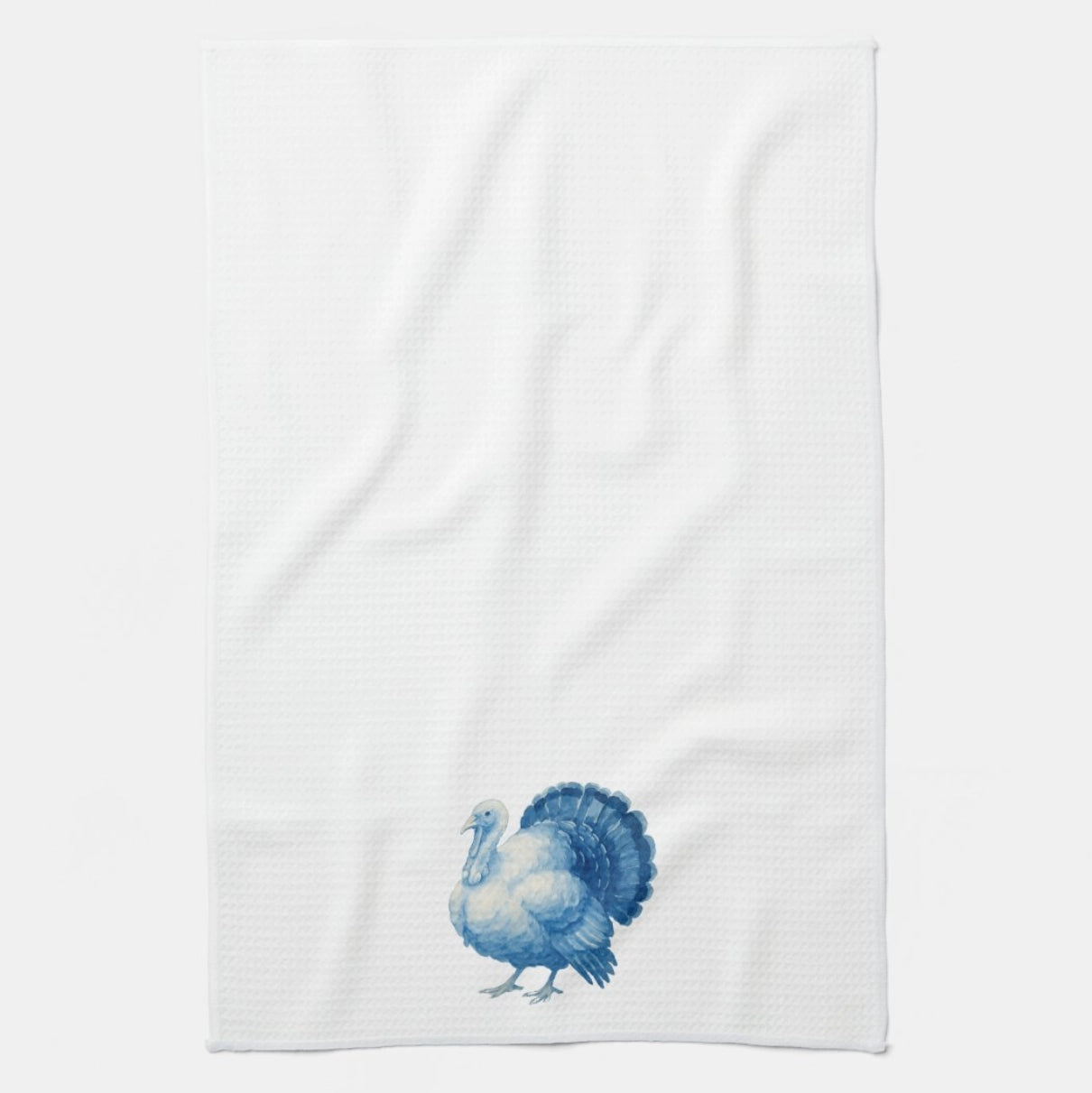 Designs Carolinas Blue & White Watercolor Turkey Kitchen Towel