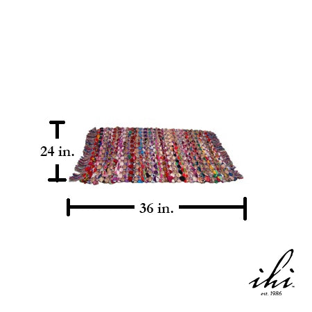 India Handicrafts Colorful Jute Rug with Fringe