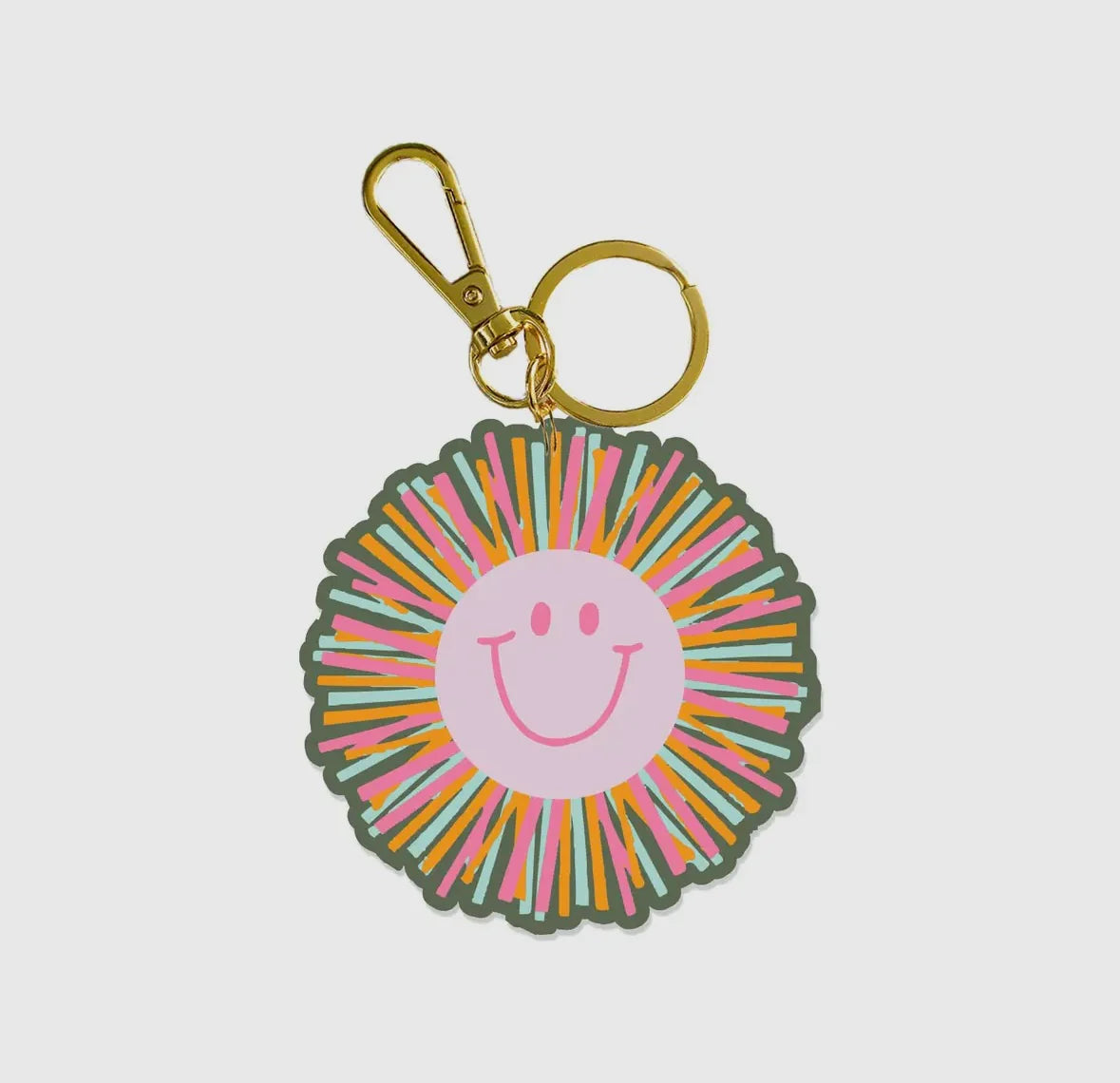 Mary Square Acrylic Smiley Face Keychain