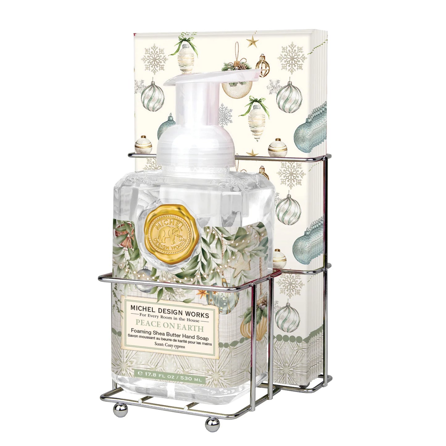 Michel Design Works Peace on Earth Foaming Soap and Napkin Set