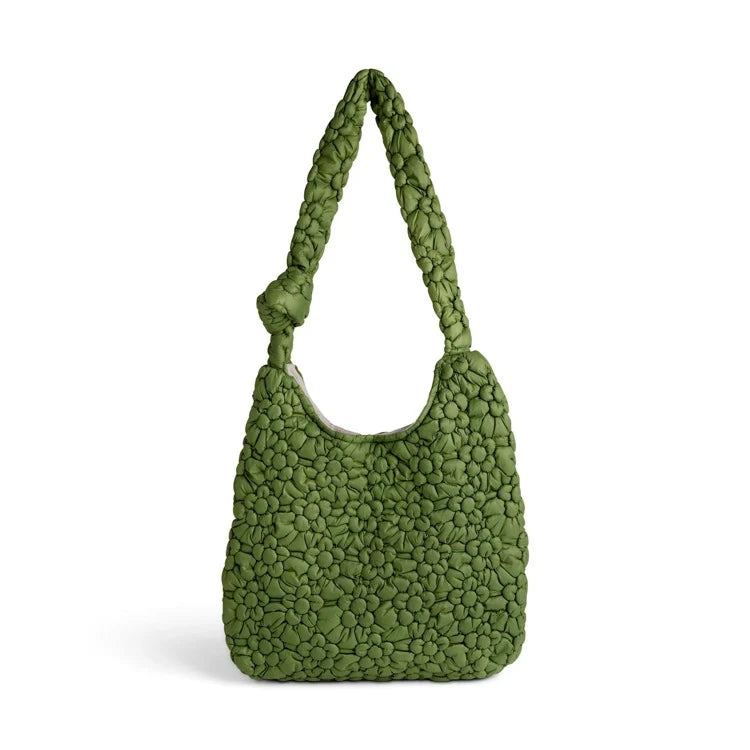 Demdaco Green Quilted Flower Tote