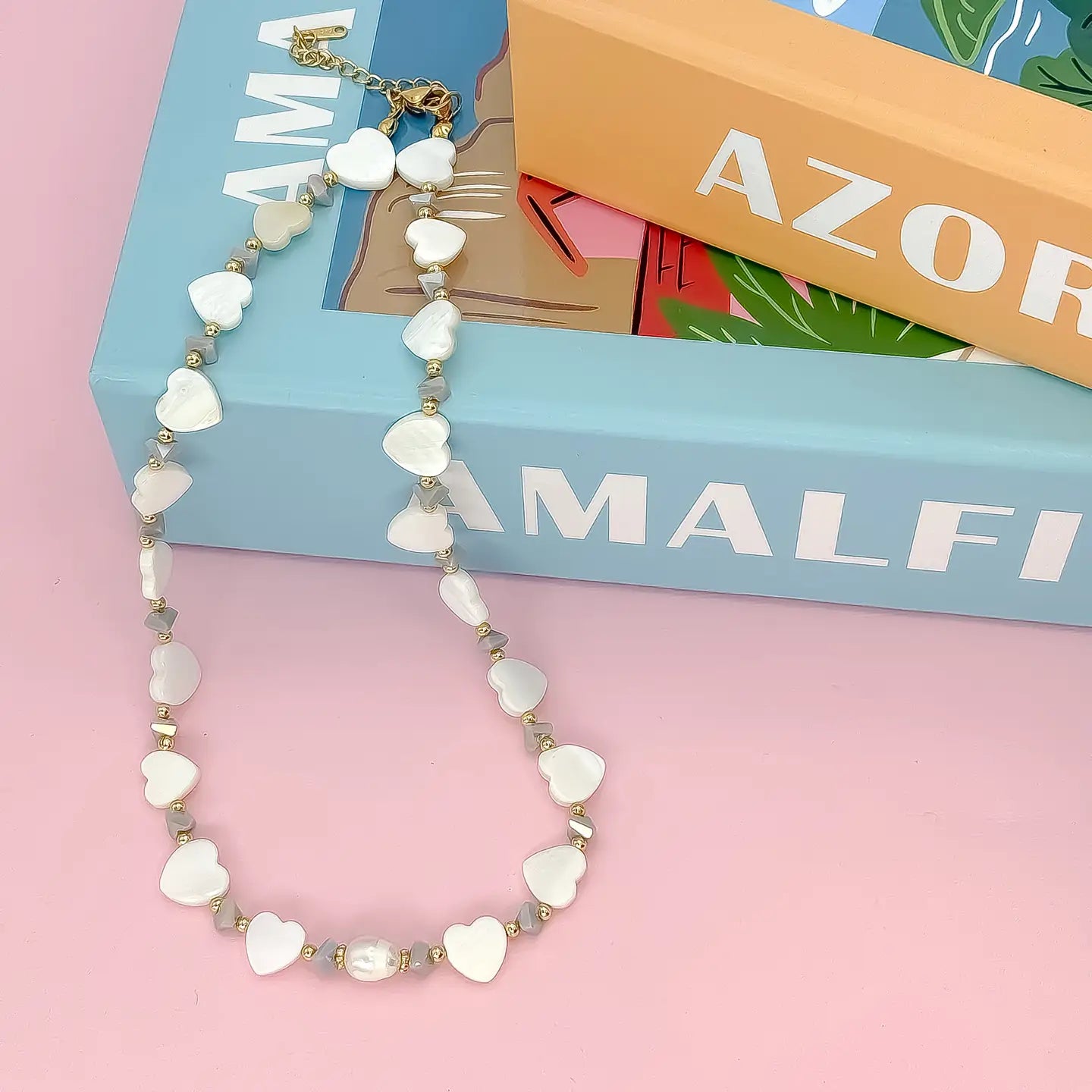 Treasure Jewels Multi Heart Stone Necklace