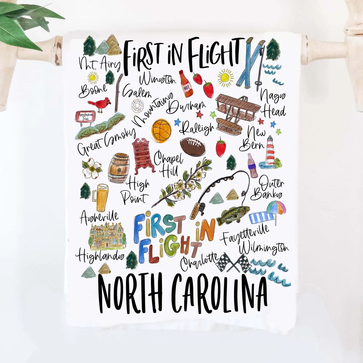 Happy by Rachel North Carolina Tea Towel