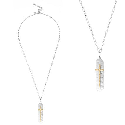 Meghan Browne Bravo Silver Cross Necklace