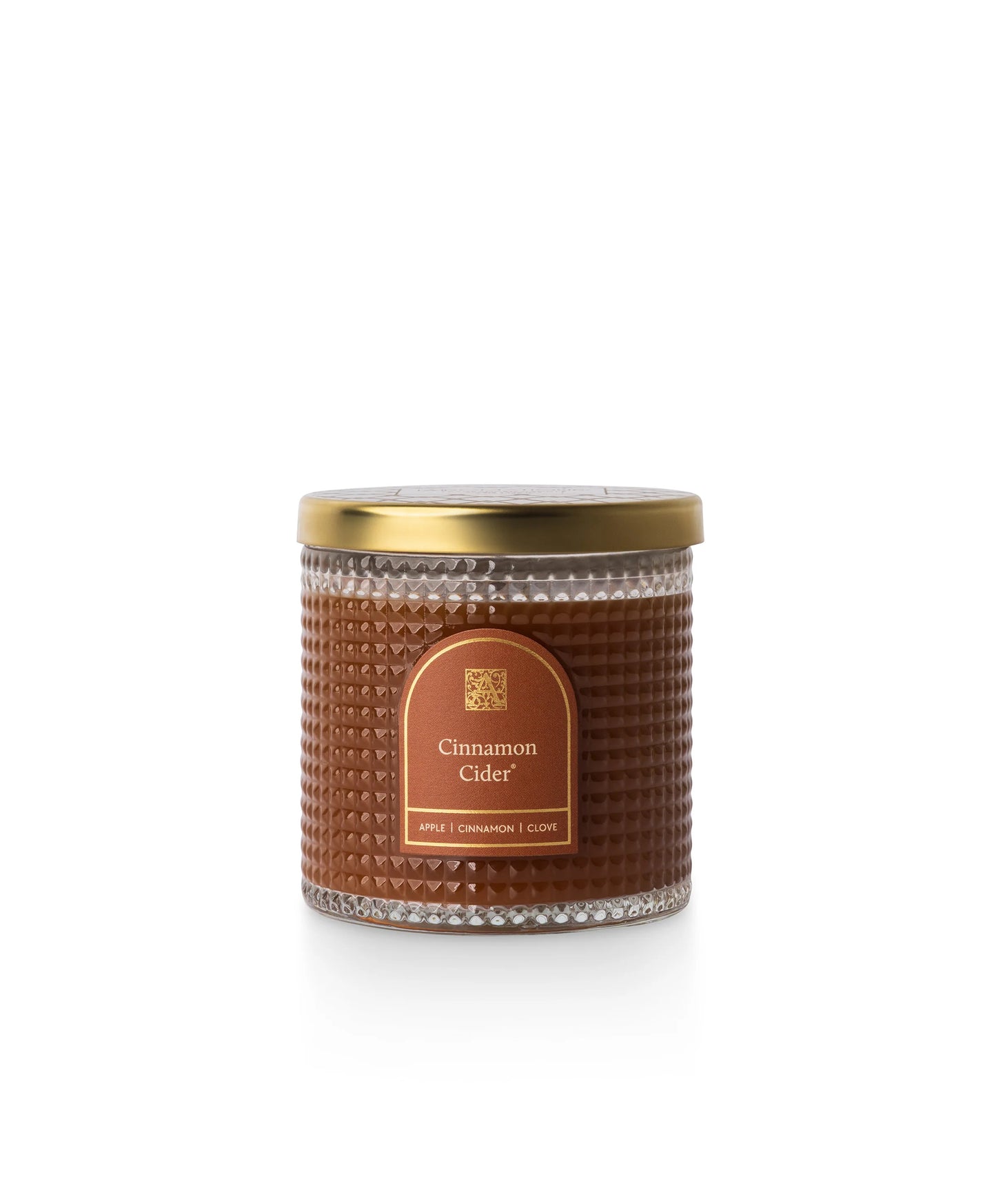 AROMATIQUE Cinnamon Cider Textured Glass Candle with Lid