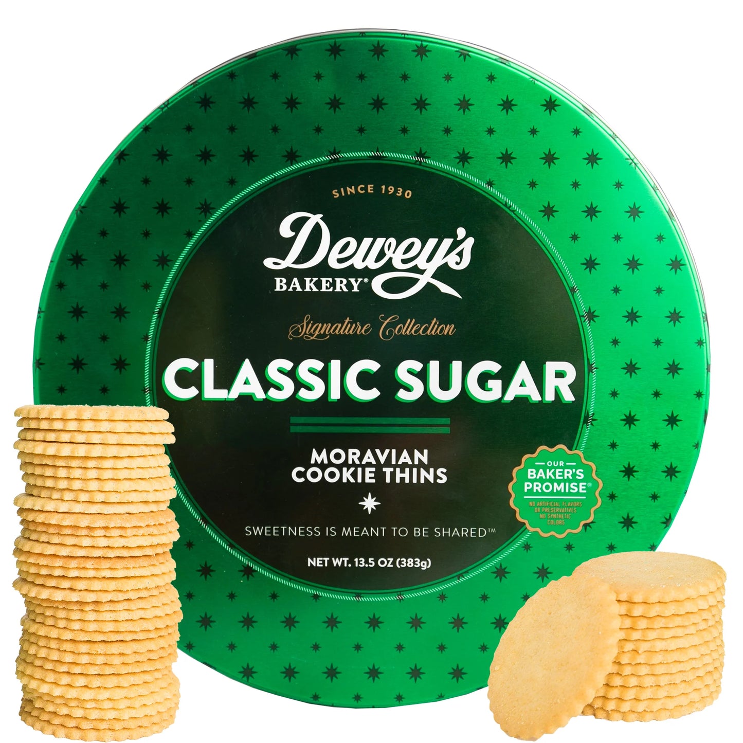 Dewey's Bakery Green Round Holiday Tin Sugar