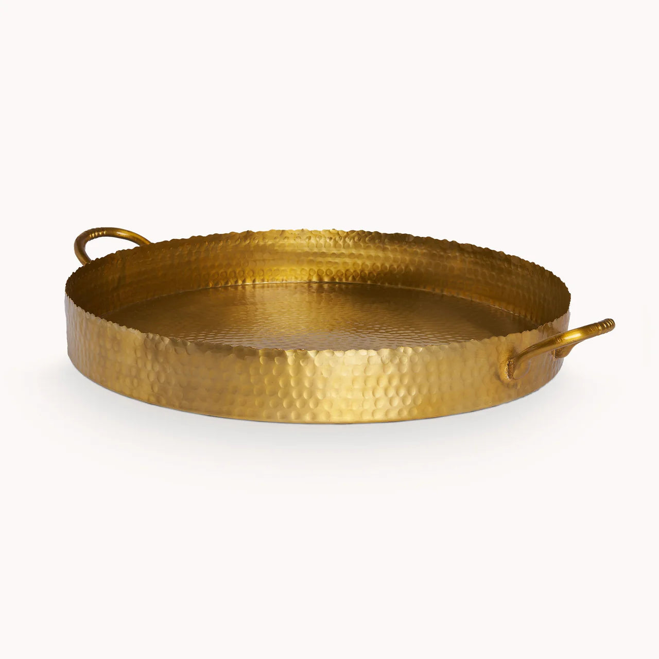 India Handicrafts Round Hammered Gold Tray