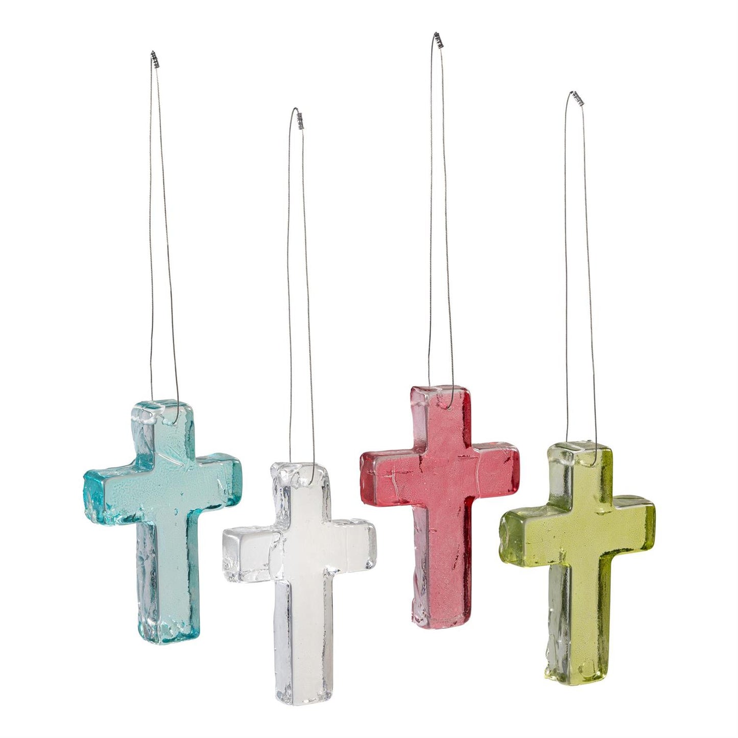 Evergreen Memorial Glass Cross Outdoor Hanging Decor - gg's art frames gifts