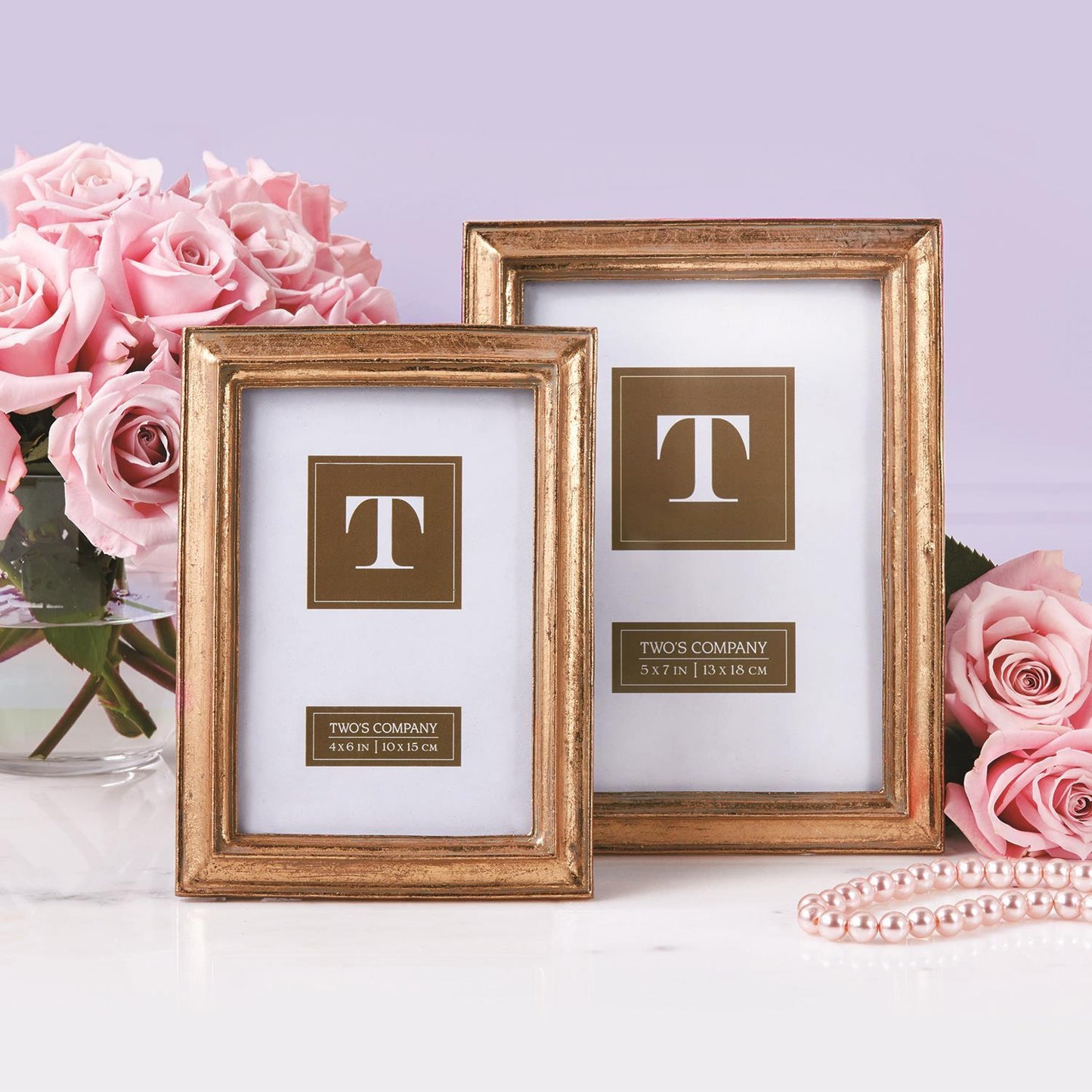 Two's Company Gold Leaf Photo Frame