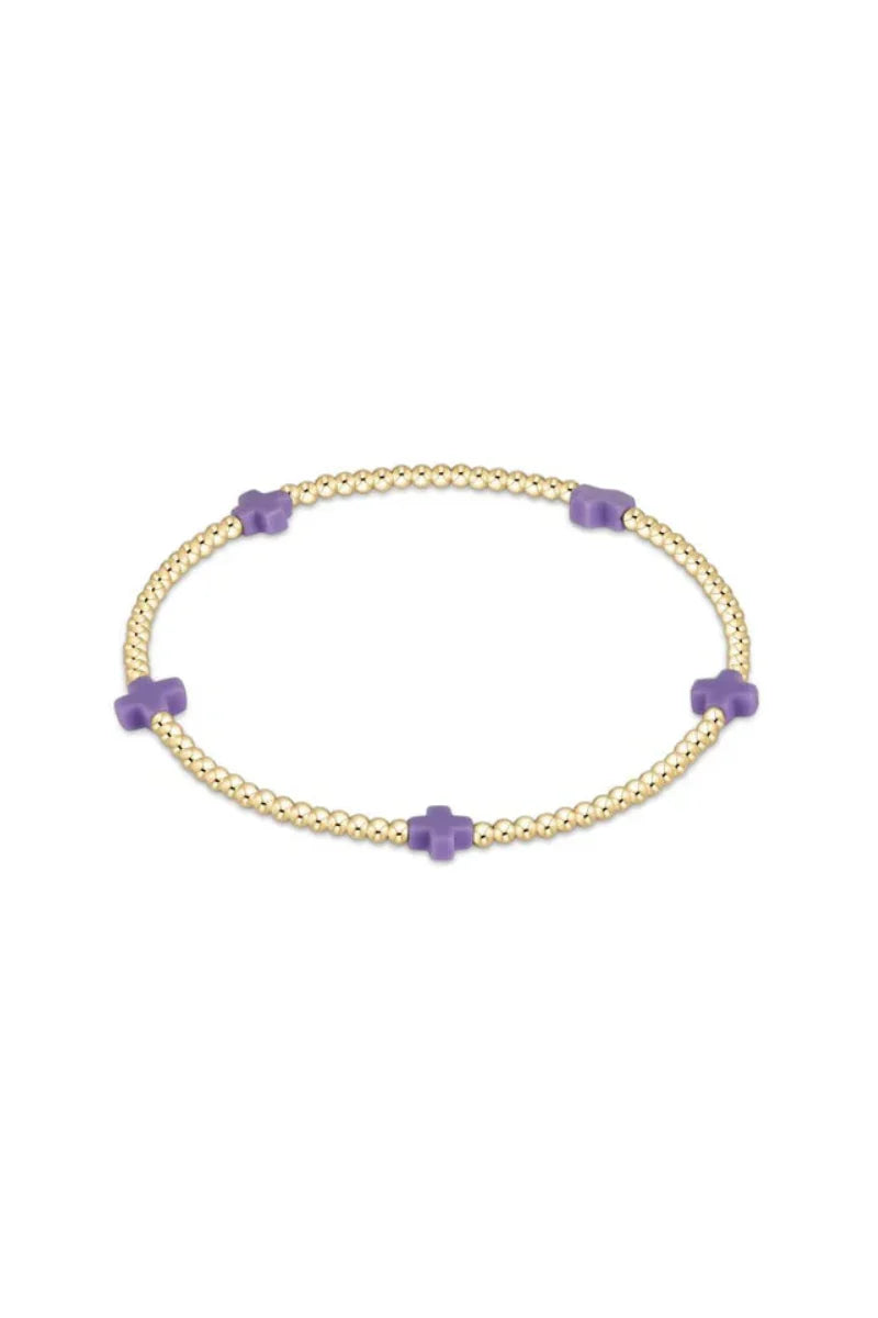 Enewton Signature Cross Small Gold Pattern 2mm Bead Bracelet - Purple