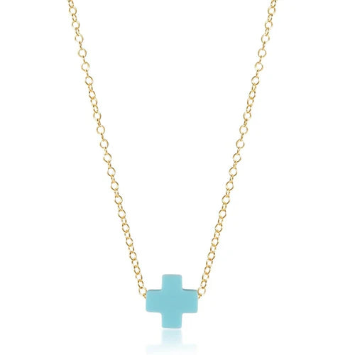Enewton 16" Necklace Gold - Signature Cross Turquoise