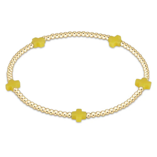 Enewton Signature Cross Small Gold Pattern 2mm Bead Bracelet - Canary