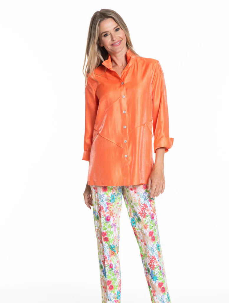 A La Carte Coral Seam Detail Shimmer Shirt