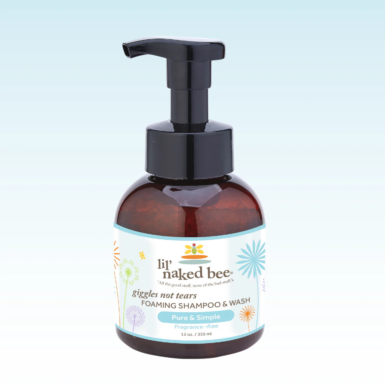 The Lil' Naked Bee 12 oz. Pure & Simple Giggles Not Tears Foaming Shampoo & Wash